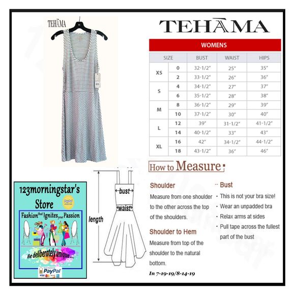 TEHAMA NEW Contrast Pinstripe Scoop Neck Racerback Fit&Flare Activewear Dress M - Picture 12 of 12